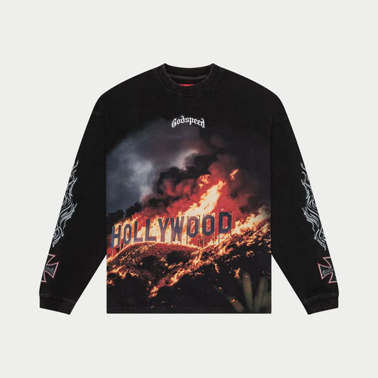 Godspeed Hollywood Inferno Long Sleeve Tee front view