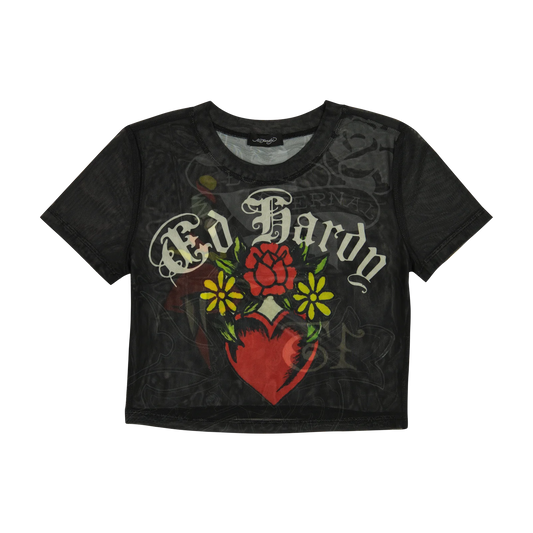 Ed Hardy Heart Tiger Mesh Tee front view