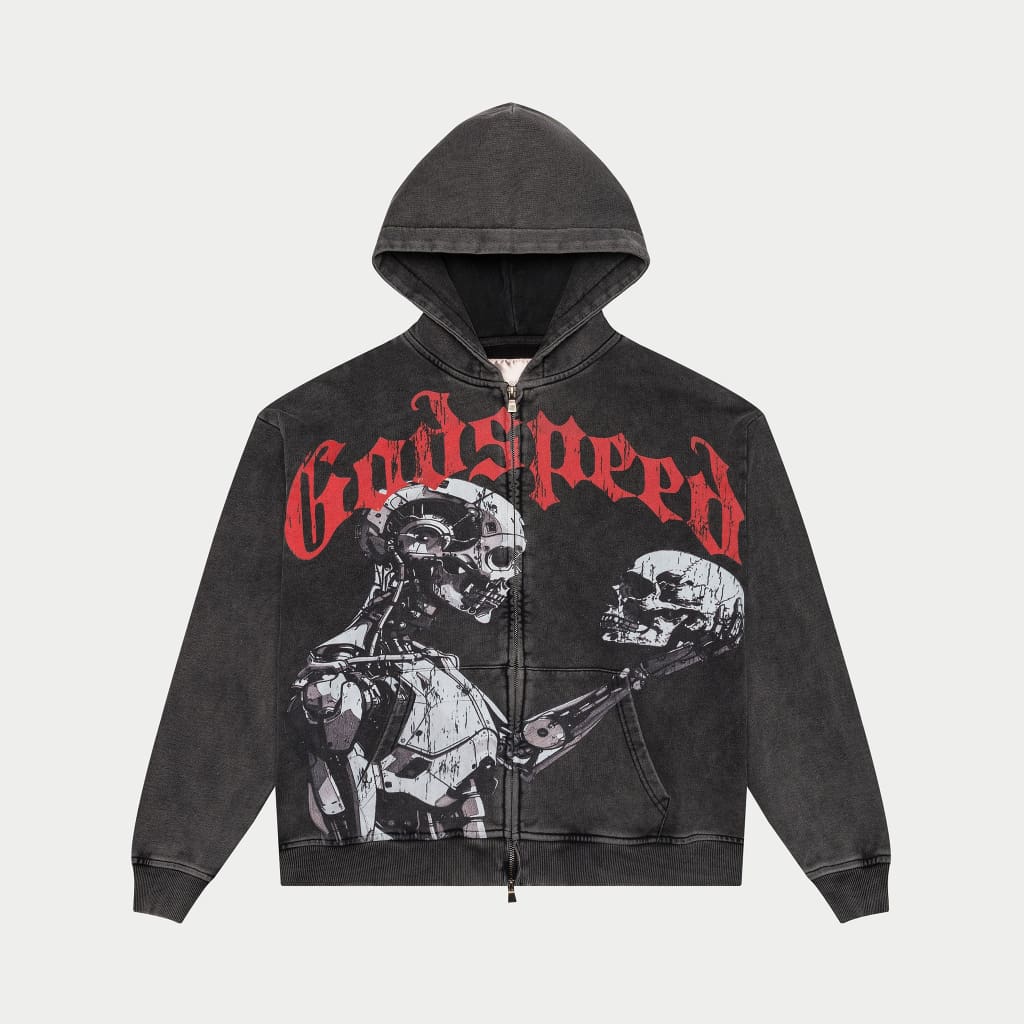 Godspeed Mankind vs Ai Zip Up Hoodie front view