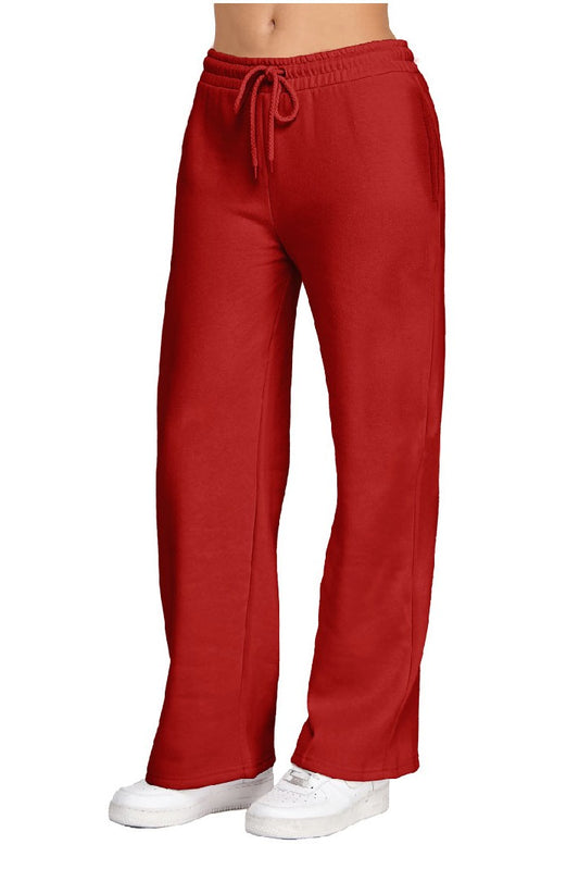 red straight leg jogger pants