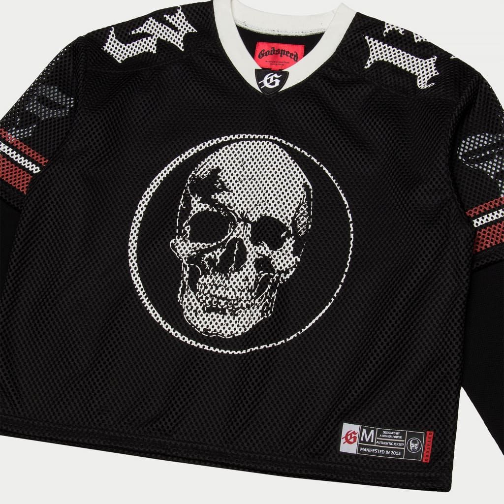 men's black jersey close up