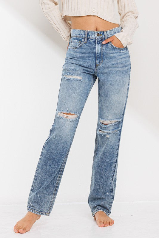 High Rise Straight Jeans