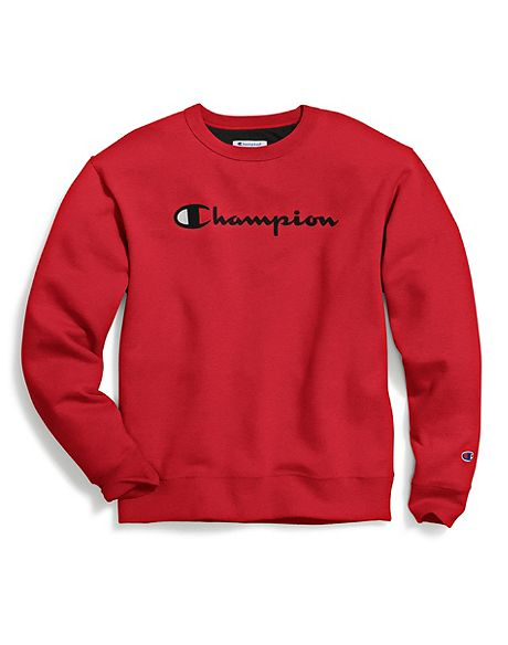 Men's Champion Script Logo with Powerblend® Crew front view