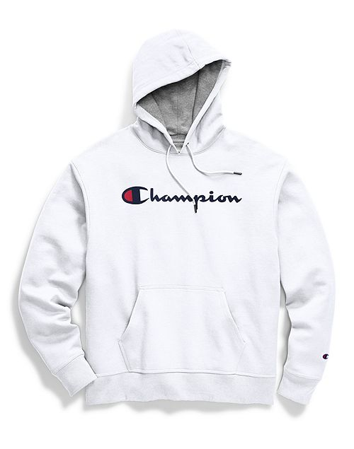 Men's Champion Script Logo Powerblend® Pullover Hoodie front view