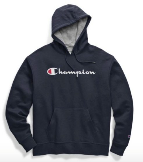 Men's Champion Script Logo Powerblend® Pullover Hoodie front view