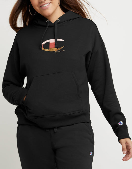 Women's Foil Colorblock Logo Hoodie front view
