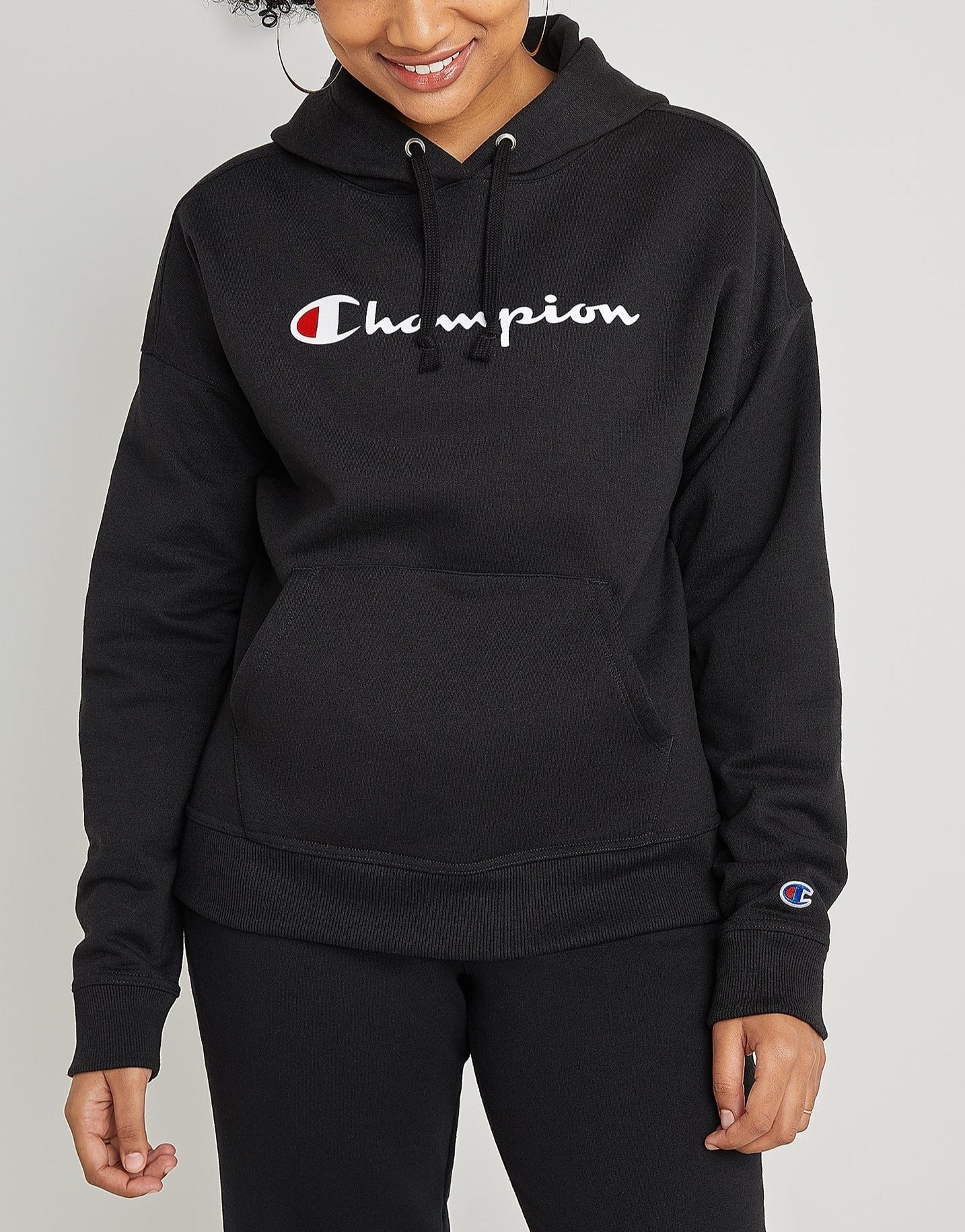 Women's Script Logo Powerblend Hoodie front view