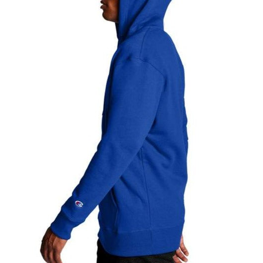 Men's Powerblend® Fleece Pullover Script Logo Hoodie side view