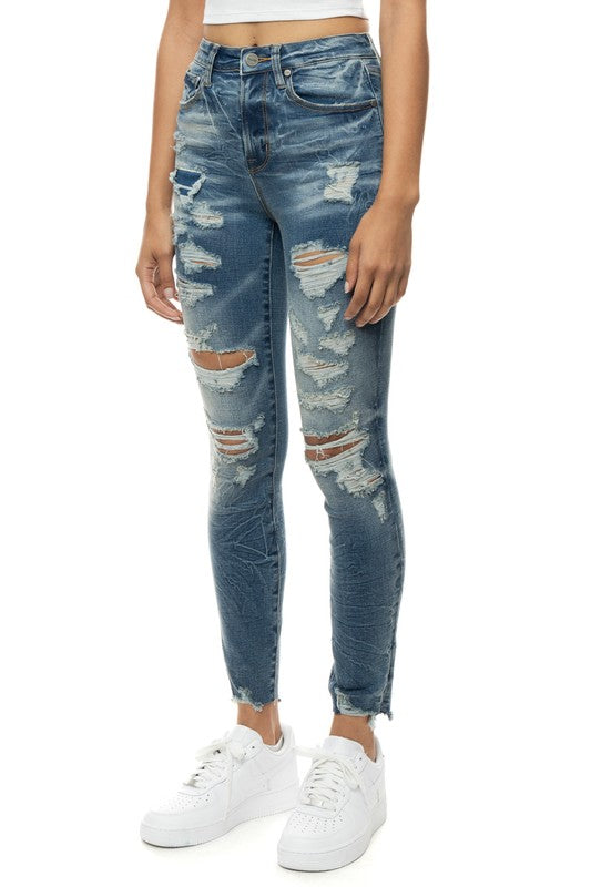 Women's High Rise Destroyed Skinny