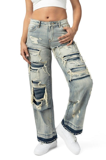Women's Wide Leg Ripped Jean
