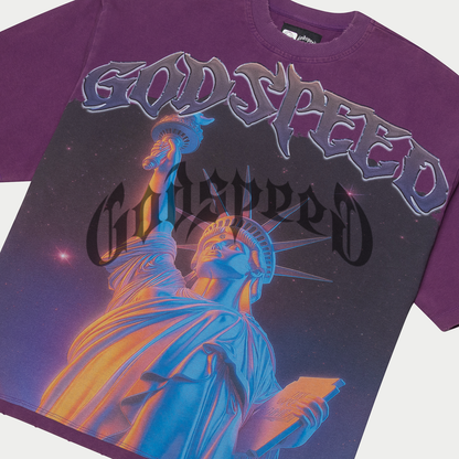 Godspeed Purple City Tee close up