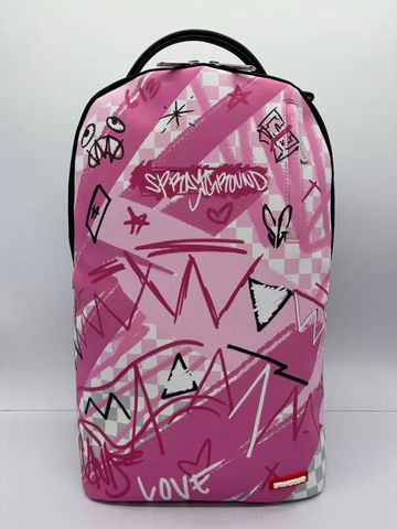 Sprayground Pink Smoke Check Backpack FRONT