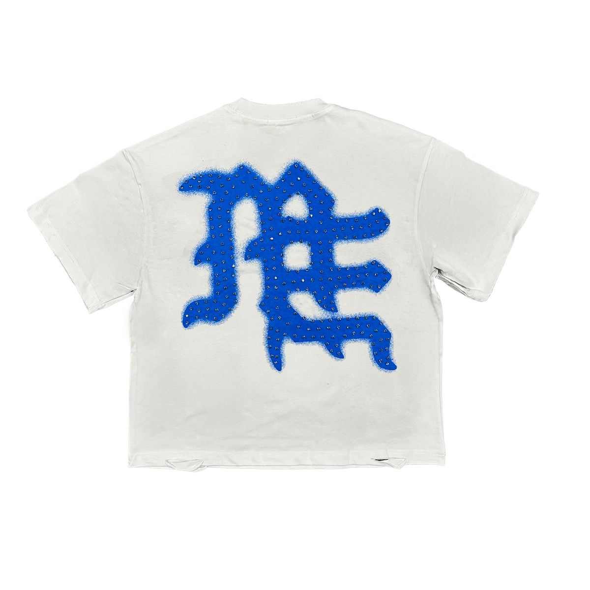 Mixed Emotion Blue ‘End’ Rhinestone Tee back