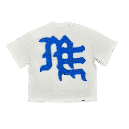 Mixed Emotion Blue ‘End’ Rhinestone Tee back