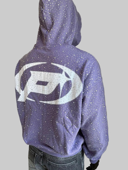 Prestige Diamond Hoodie back view hood up purple rhinestone streetwear hoodie bold graphic Epic Outfitters