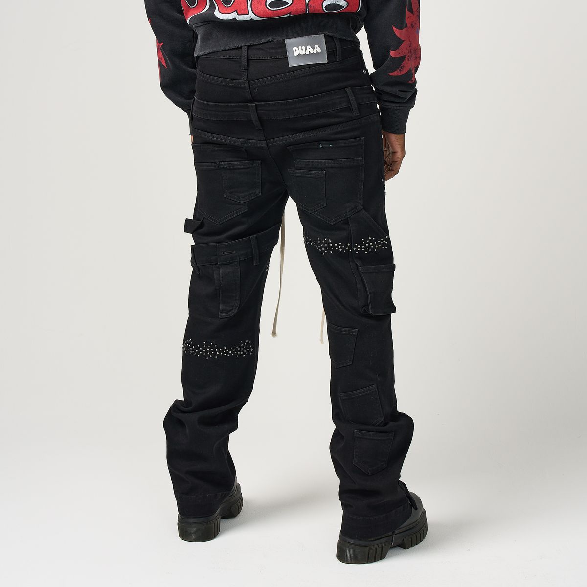 DUAA Memory black jeans back view streetwear fit