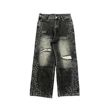 Mixed Emotion Grey “Stone” Baggy Jeans front