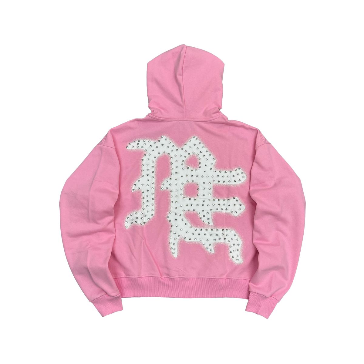 Mixed Emotion ‘End’ Rhinestone Hoodie pink back