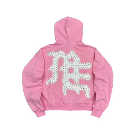 Mixed Emotion ‘End’ Rhinestone Hoodie pink back