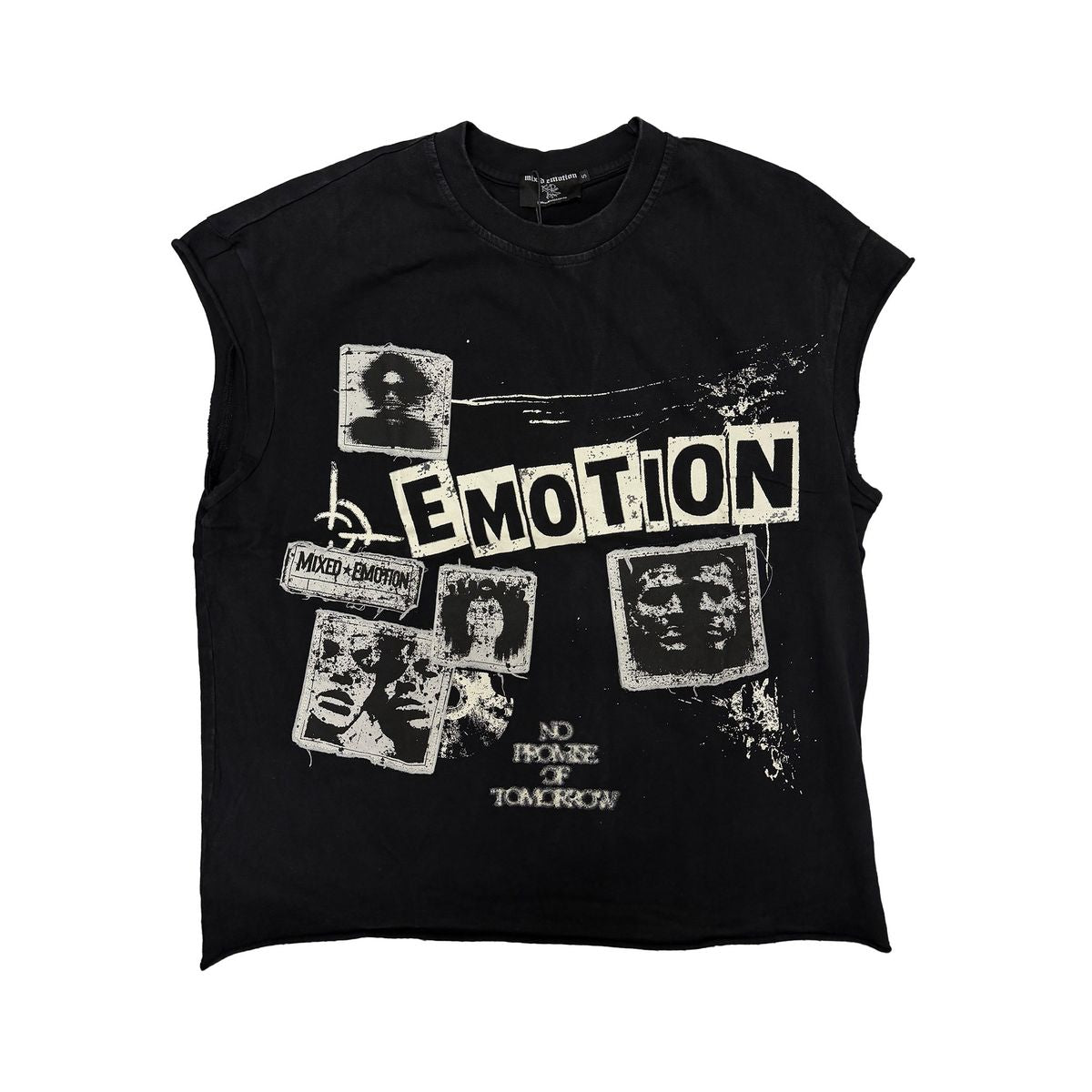 Mixed Emotion “Newspaper” Sleeveless Tee front