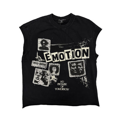 Mixed Emotion “Newspaper” Sleeveless Tee front