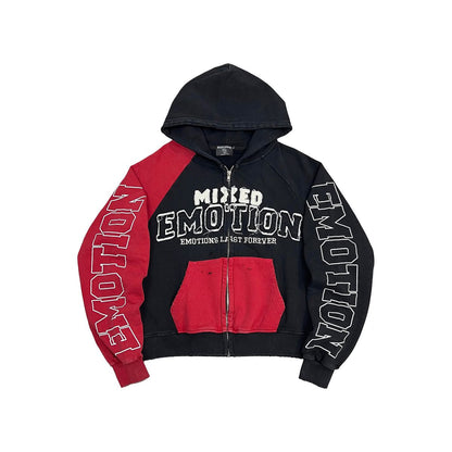 Mixed Emotion Red “Split Decision” Hoodie front