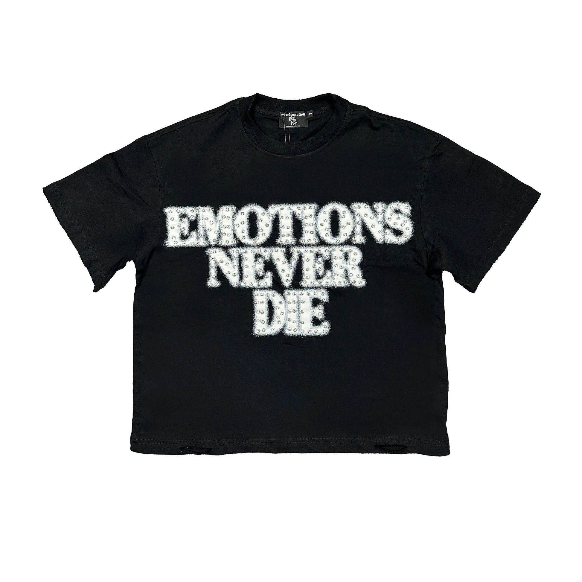 Mixed Emotion “End” Rhinestone Tee front