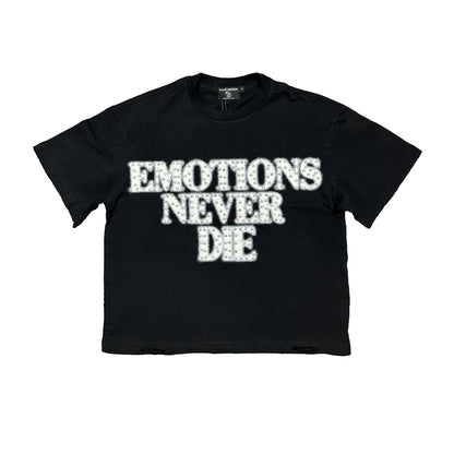 Mixed Emotion “End” Rhinestone Tee front