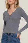 Henley Snap Front Sweater