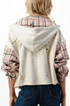 Plaid Knit Hooded Jacket