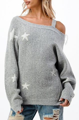Cold Shoulder Star Sweater