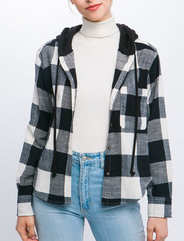 Hooded Plaid Shirt