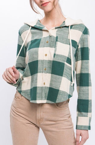 Hooded Plaid Shirt
