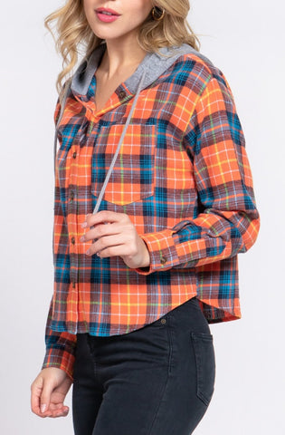 Hooded Plaid Shirt