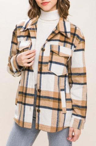 Plaid Wool Blend Shacket