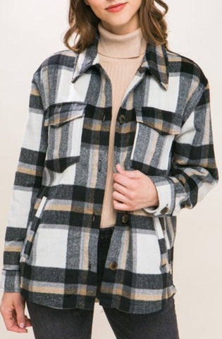 Plaid Wool Blend Shacket