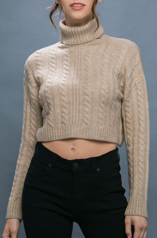 High Neck Cropped Sweater