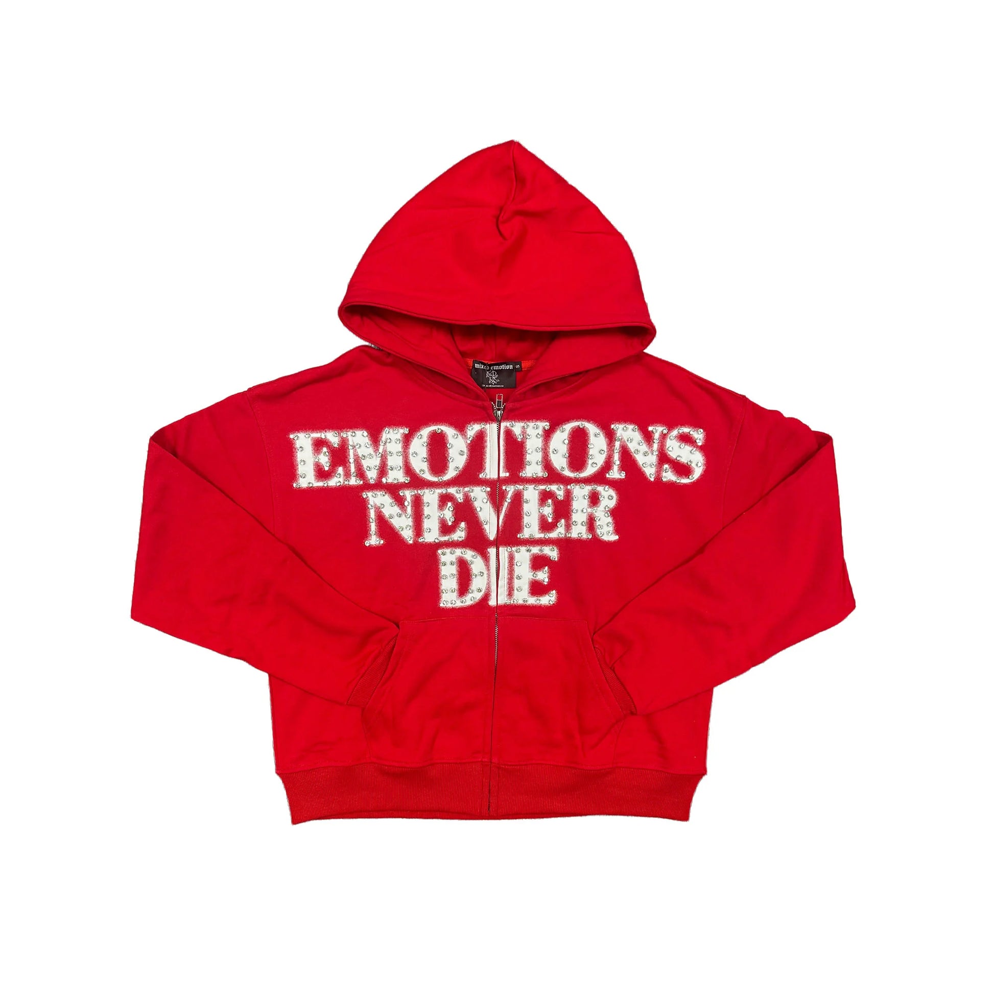 Mixed Emotion ‘End’ Rhinestone Hoodie front