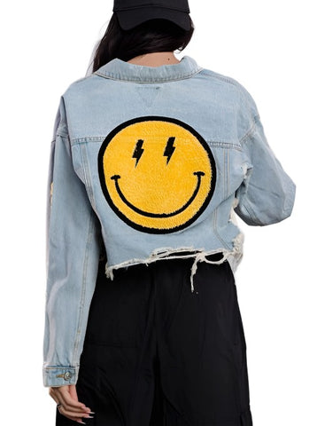 Smiley Crop Denim Jacket