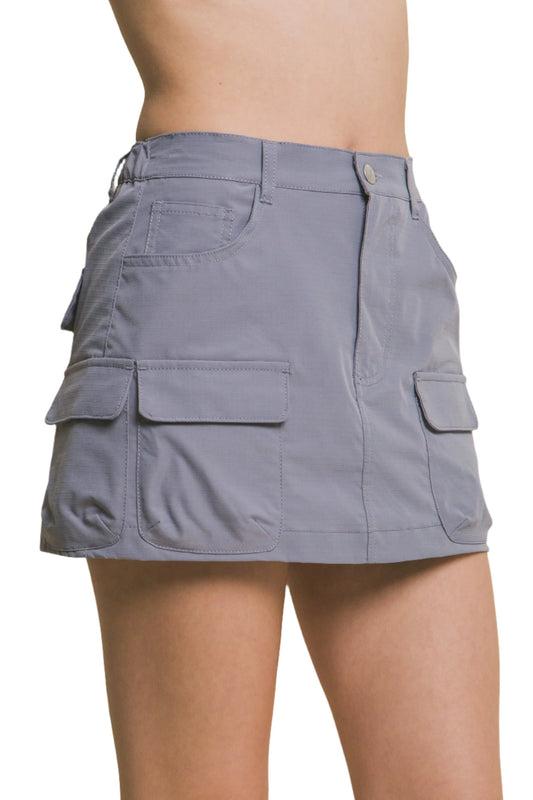 Nylon Cargo Skirt