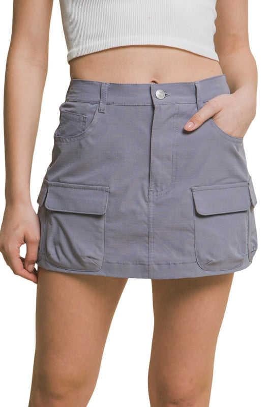 Nylon Cargo Skirt