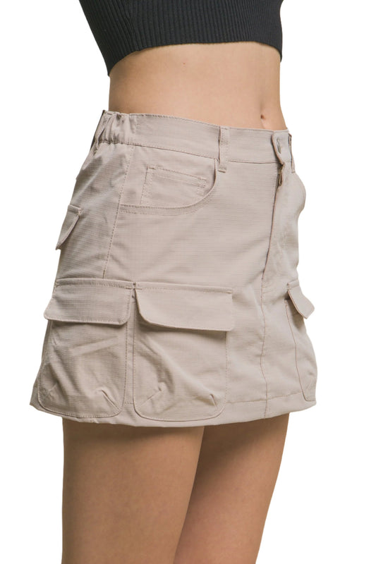 Nylon Cargo Skirt