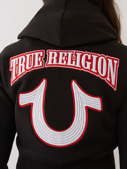 True Religion Embroidered Shrunken Zip Hoodie 