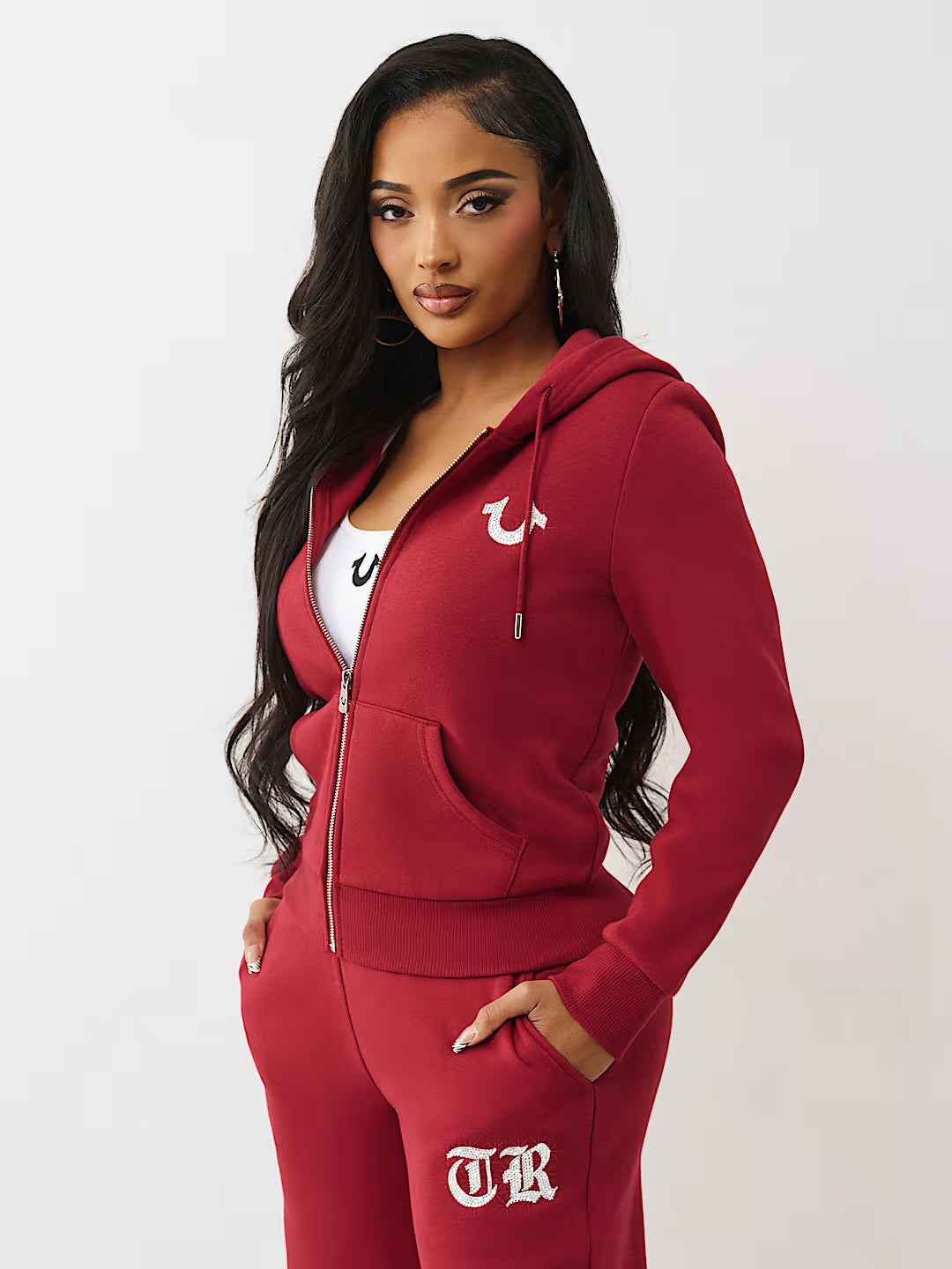 True Religion Crystal Logo Zip Hoodie