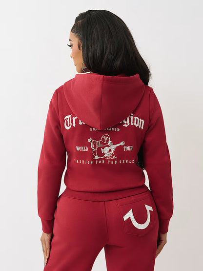 True Religion Crystal Logo Zip Hoodie