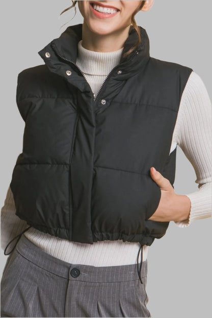 High Neck Cropped Puffer Vest