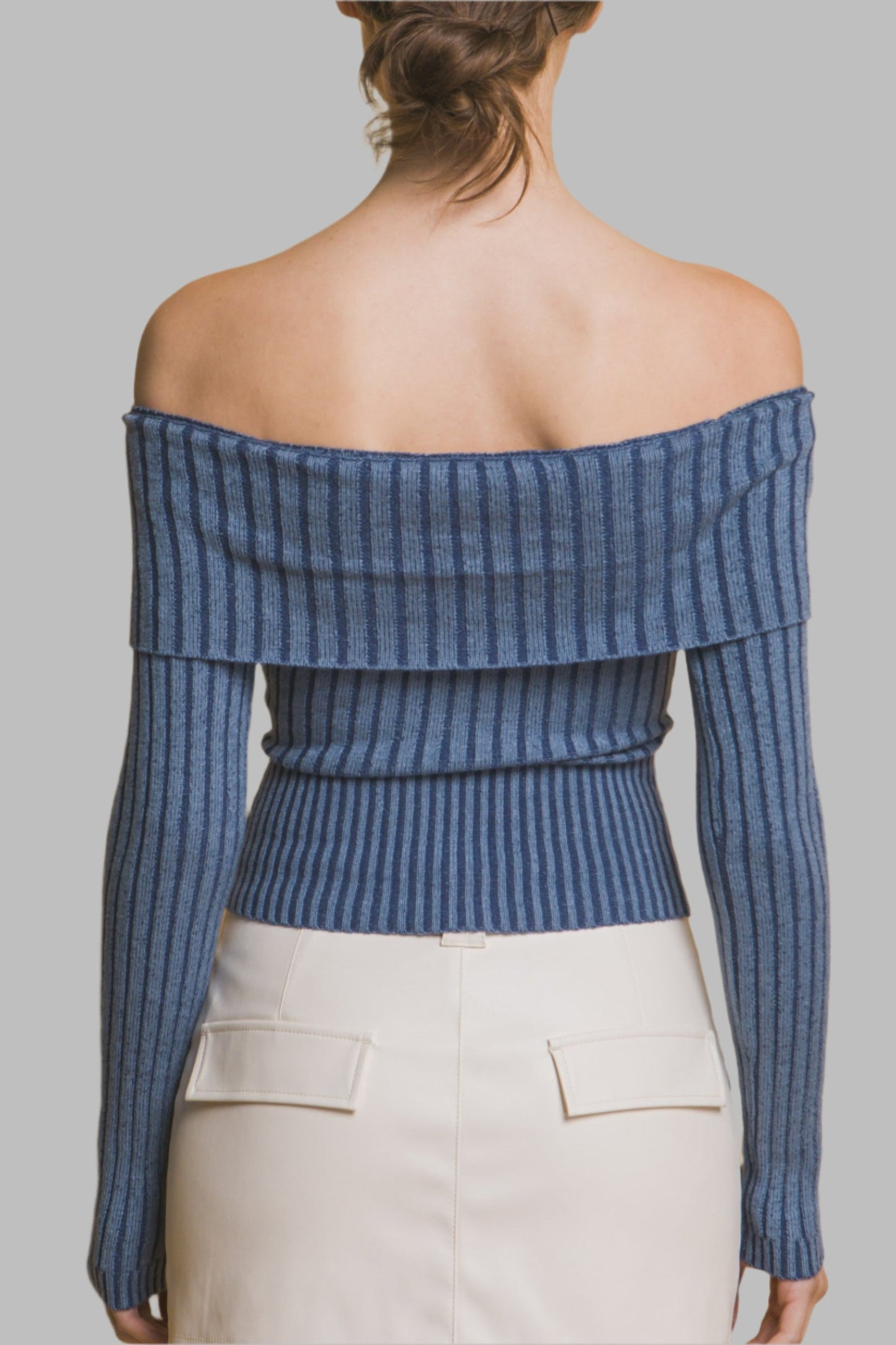 Zip Front Off The Shoulder Top