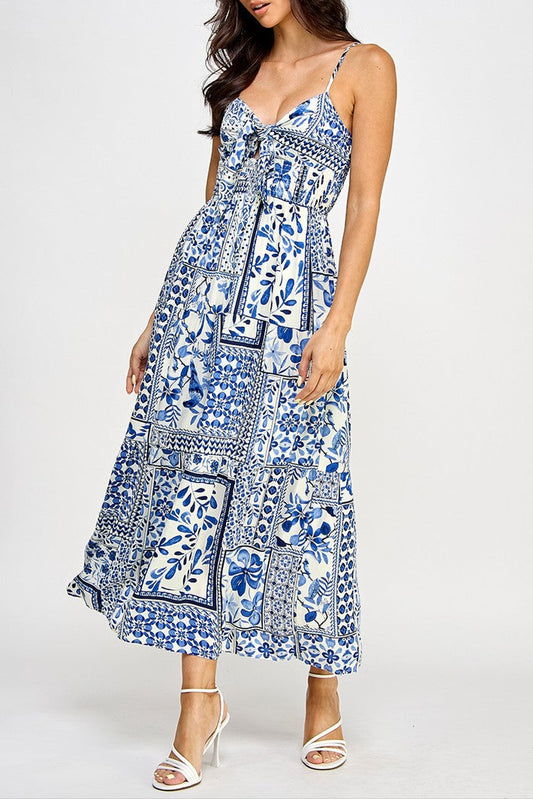 Floral Smocked Maxi Dress front view