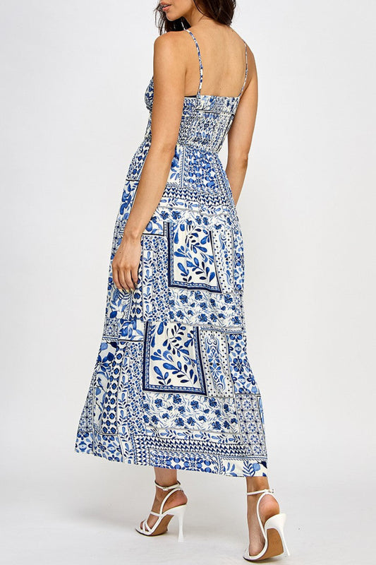 Floral Smocked Maxi Dress back view