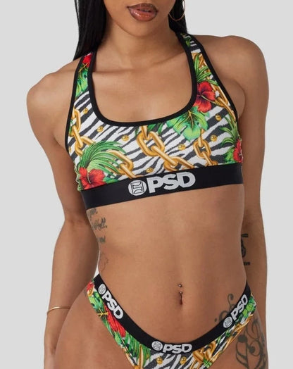 PSD Hawaiian Zebra Sports Bra front view
